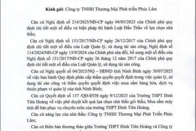 THÔNG BÁO KẾT QUẢ LỰA CHỌN NHÀ THẦU